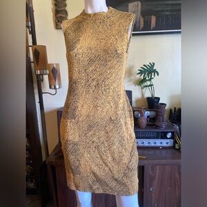 MOD yellow and black abstract space age sleeveless modern mini dress cocktail